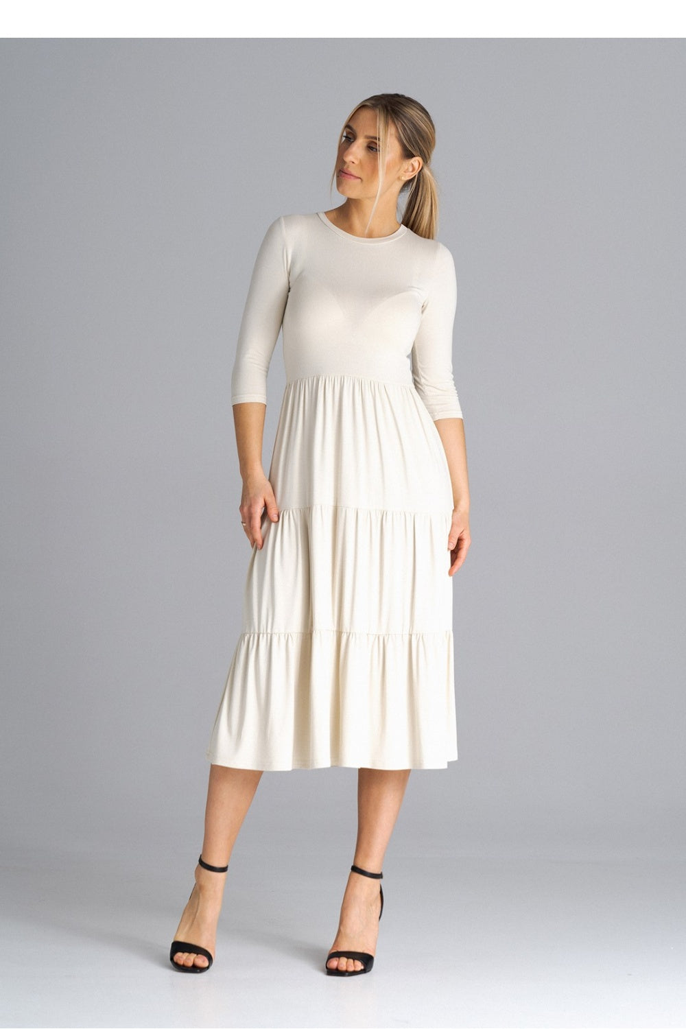 Figl Beige Midi Bodycon Dress