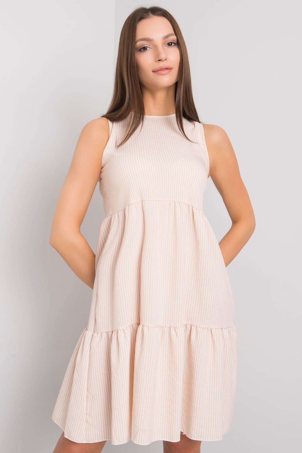 Rue Paris Beige Sleeveless Dress - view 4