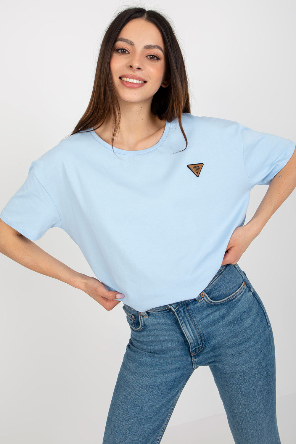 Relevance Light Blue Short Sleeve Blouse - view 2