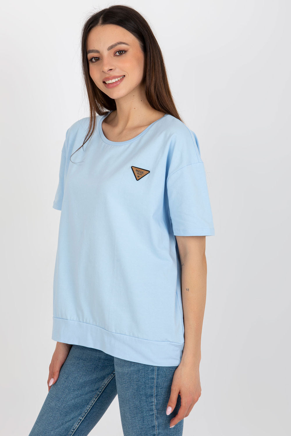 Relevance Light Blue Short Sleeve Blouse - view 3