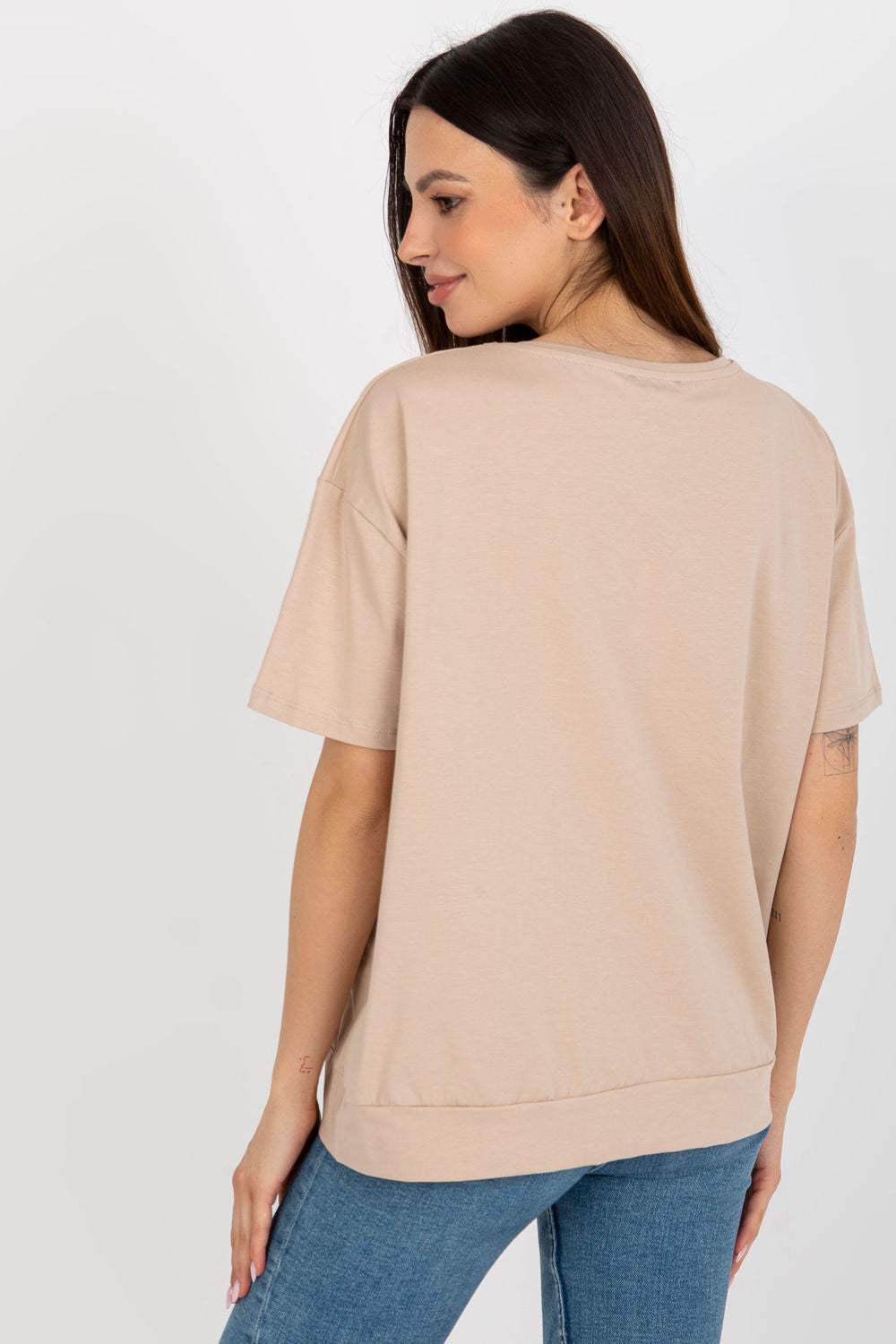 Relevance Beige Short Sleeve Blouse - view 3