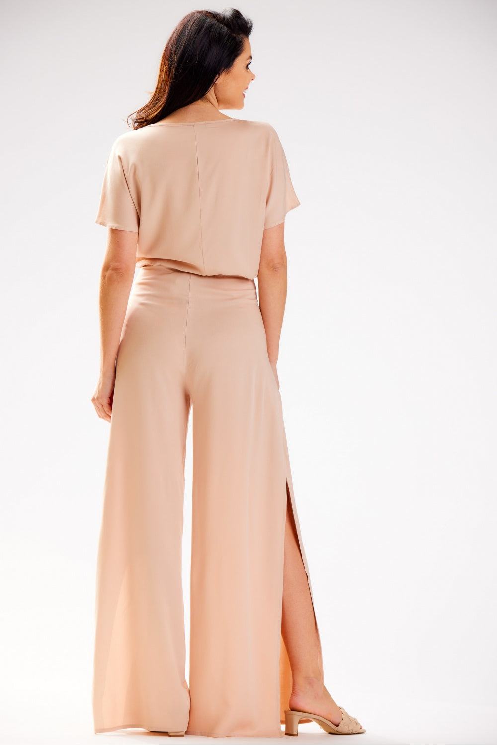 Awama Beige High Waisted Trousers - view 3