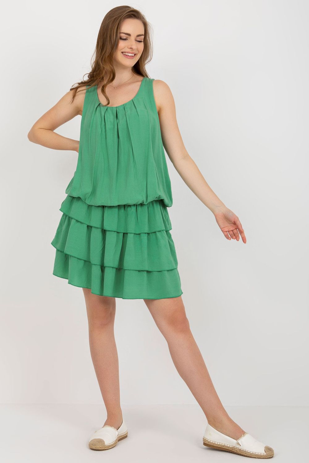 Och Bella Green Round Neck Sleeveless Dress - view 2