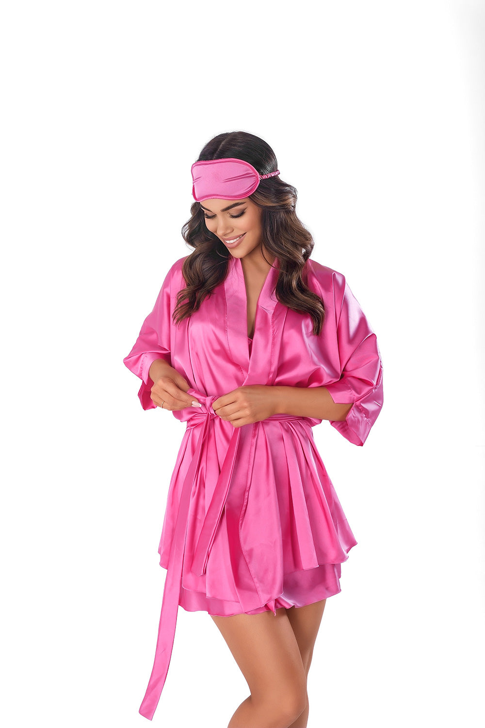 Anais Pink Satin Dressing Gown - view 2
