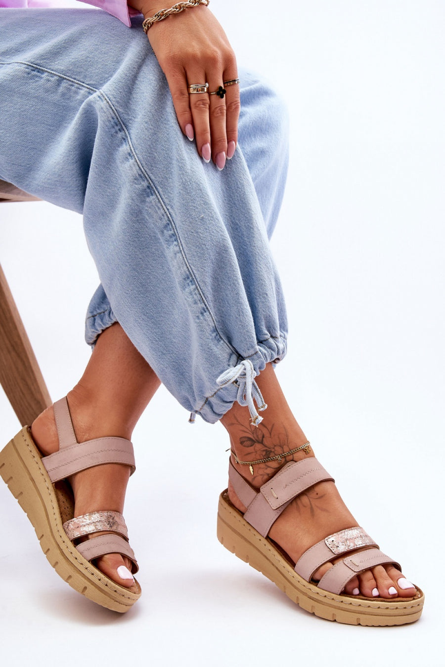 Step In Style Fresh Look Pink Faux Leather Platform Wedge Sandals