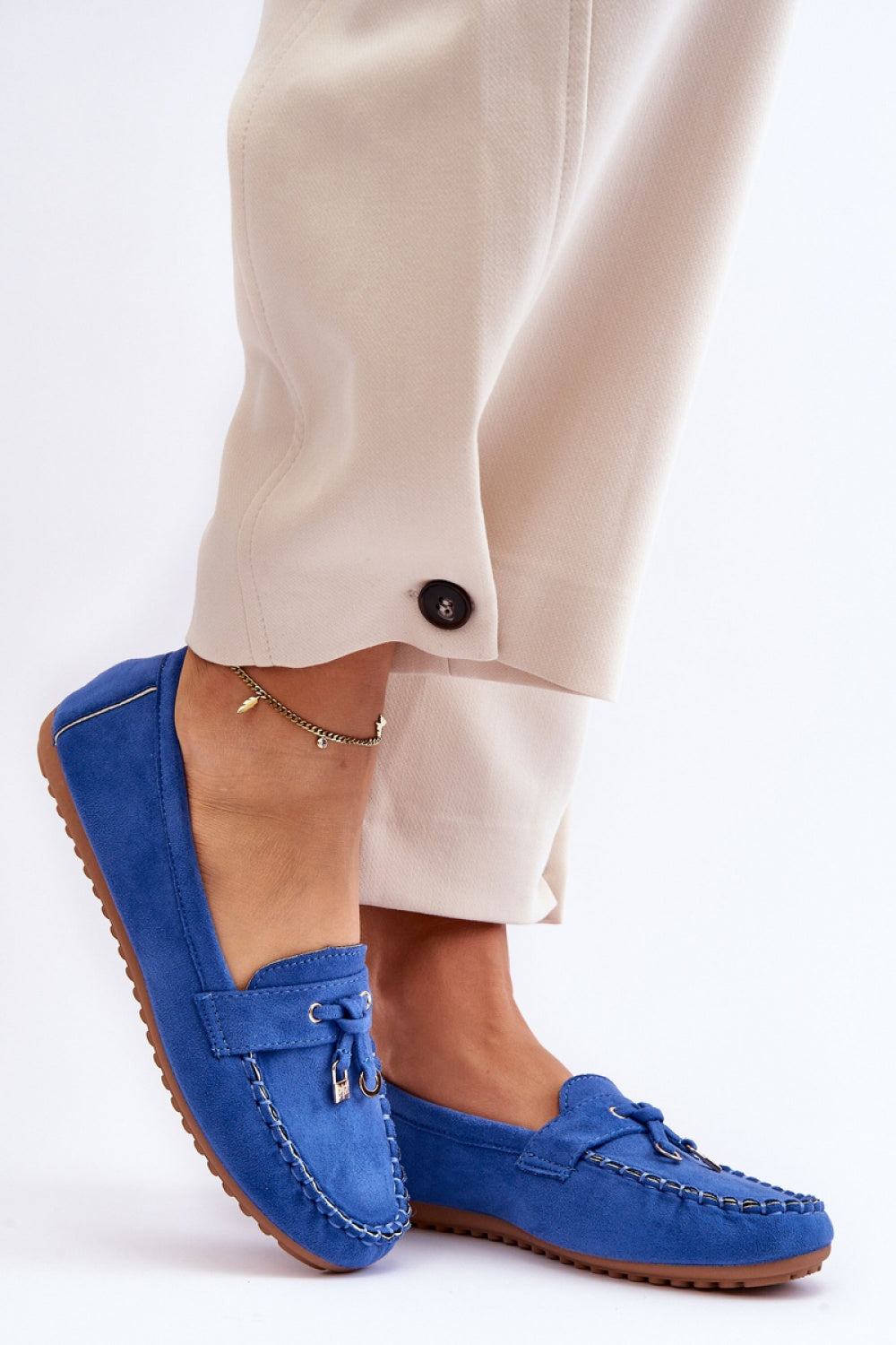 Step In Style Good Time Blue Faux Suede Platform Moccasins