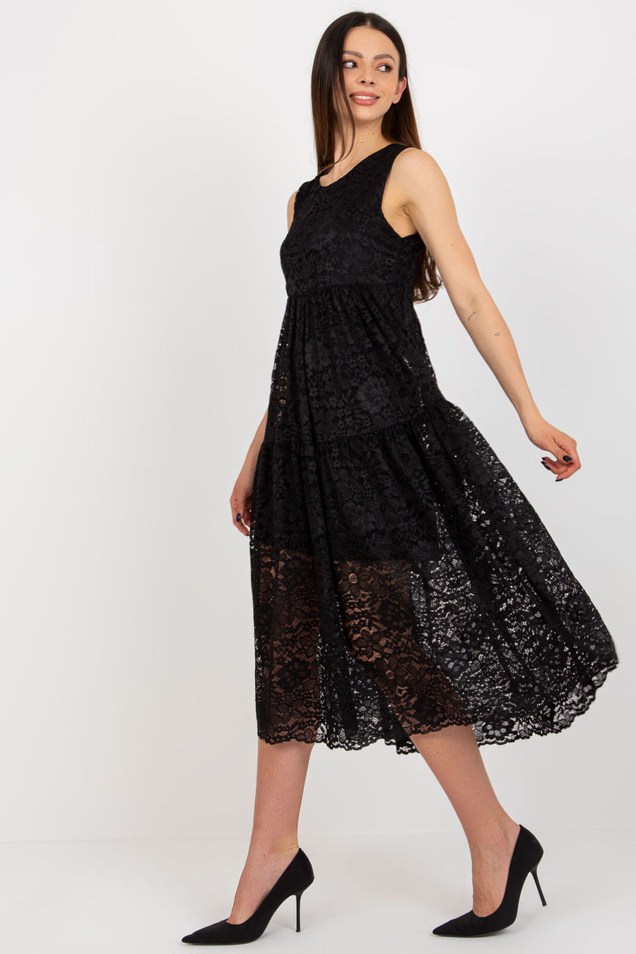 Och Bella Black Flared Sleeveless Dress