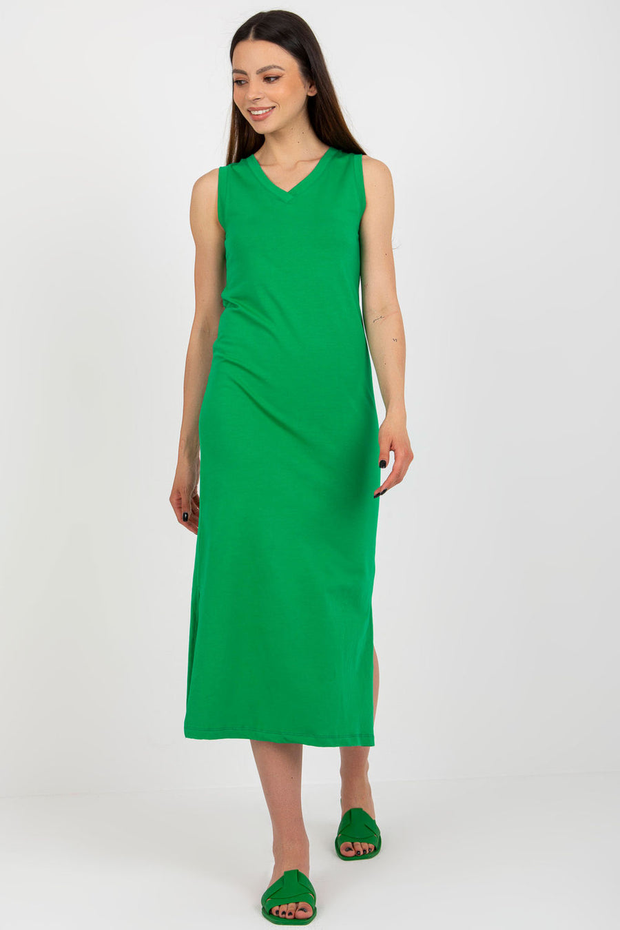 Och Bella Green Sleeveless Dress