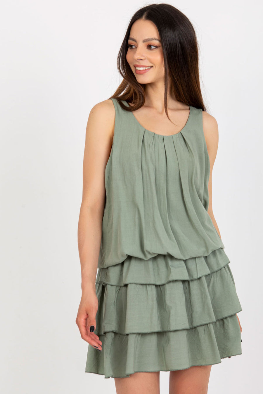 Och Bella Khaki Sleeveless Dress