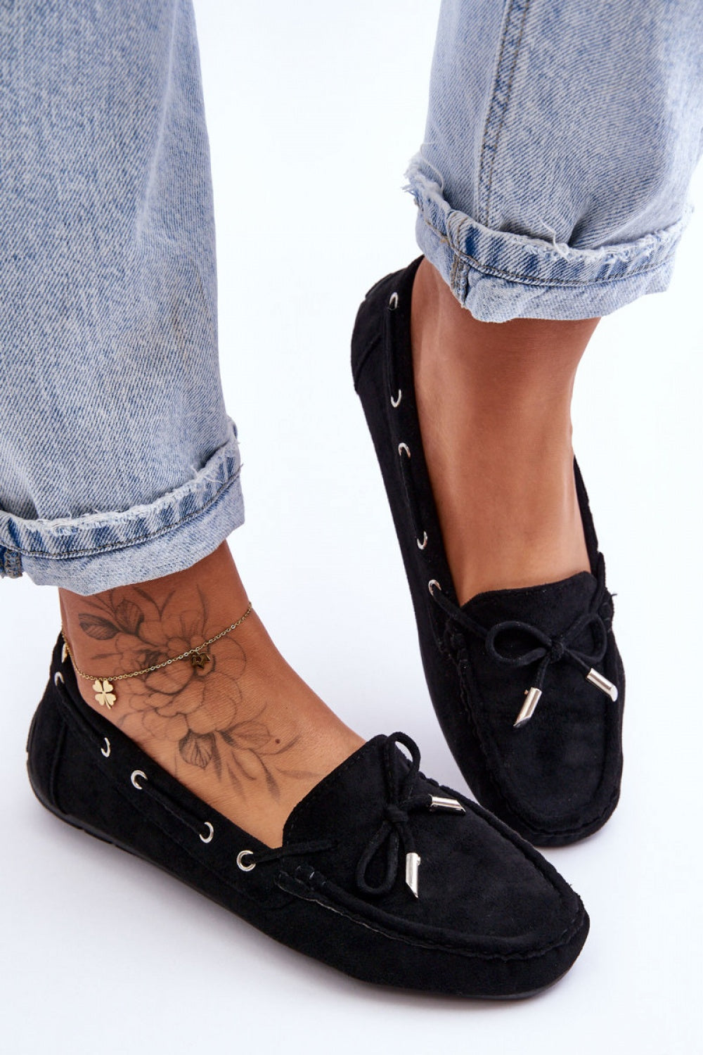 Step In Style Si Passione Black Faux Leather Moccasins