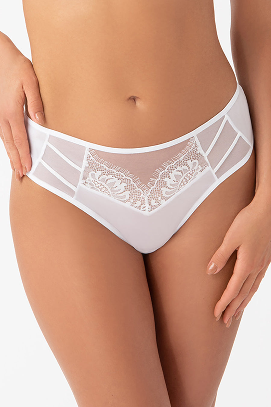 Gorsenia Lingerie Paradise White Lace High Waisted Brazilian Knickers