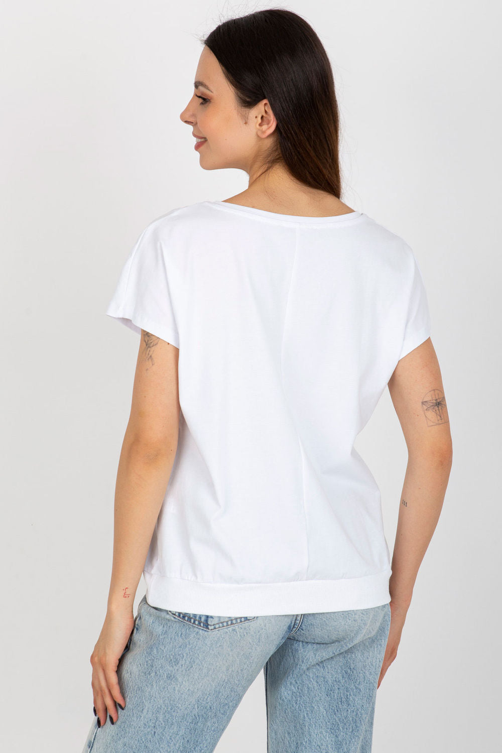 Rue Paris White Printed Short Sleeve Cotton Blouse - view 3