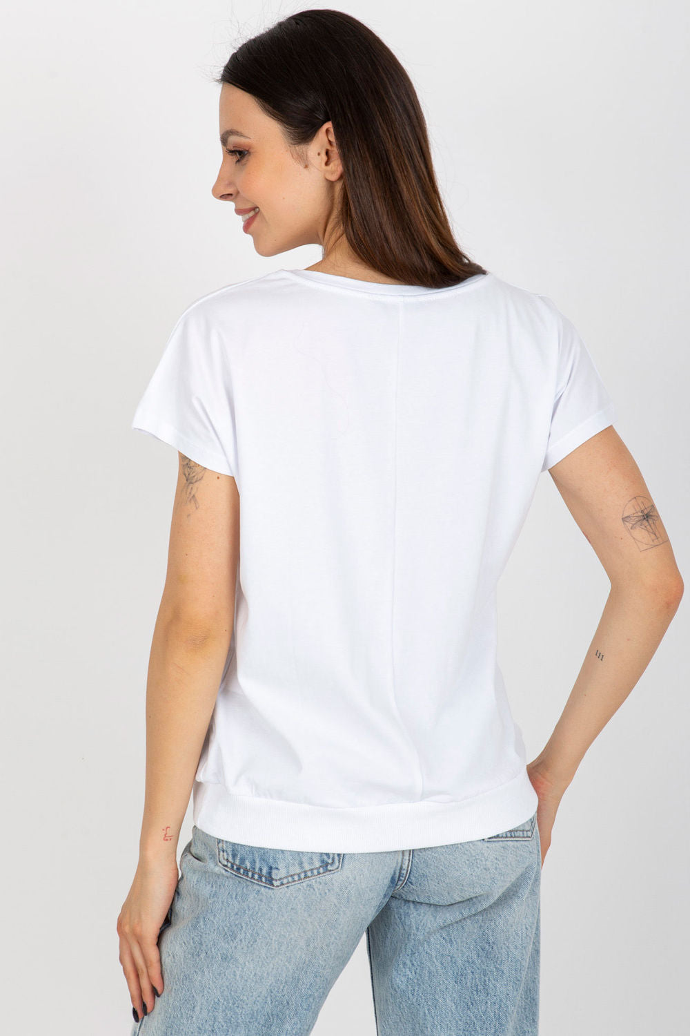 Rue Paris White Round Neck Short Sleeve Cotton Blouse - view 3