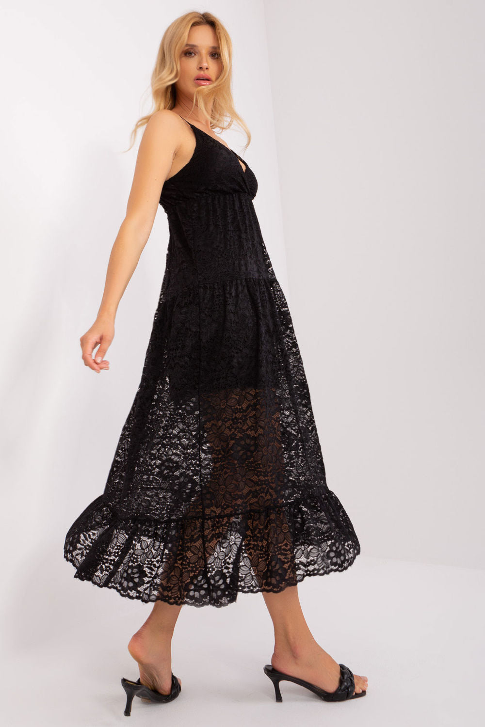 Och Bella Black Polyamide Lace Dress - view 2