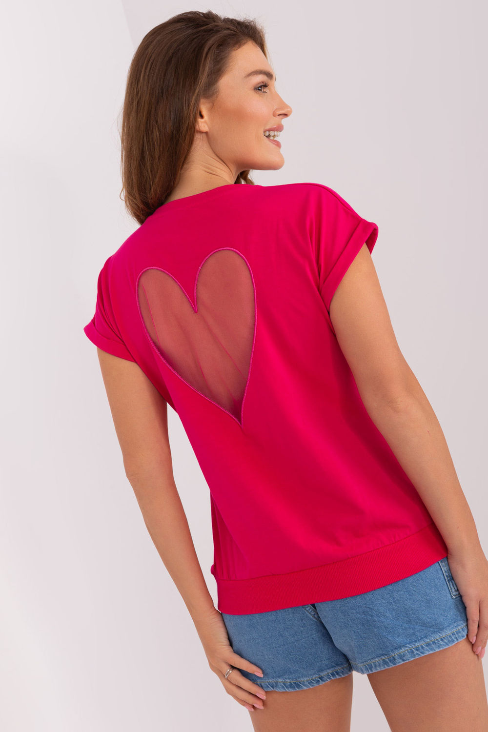 Relevance Fuchsia Mesh Short Sleeve Blouse - view 3
