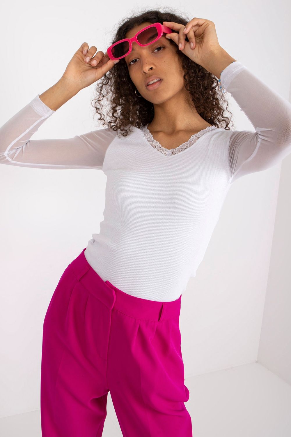 Rue Paris White Bodycon Blouse