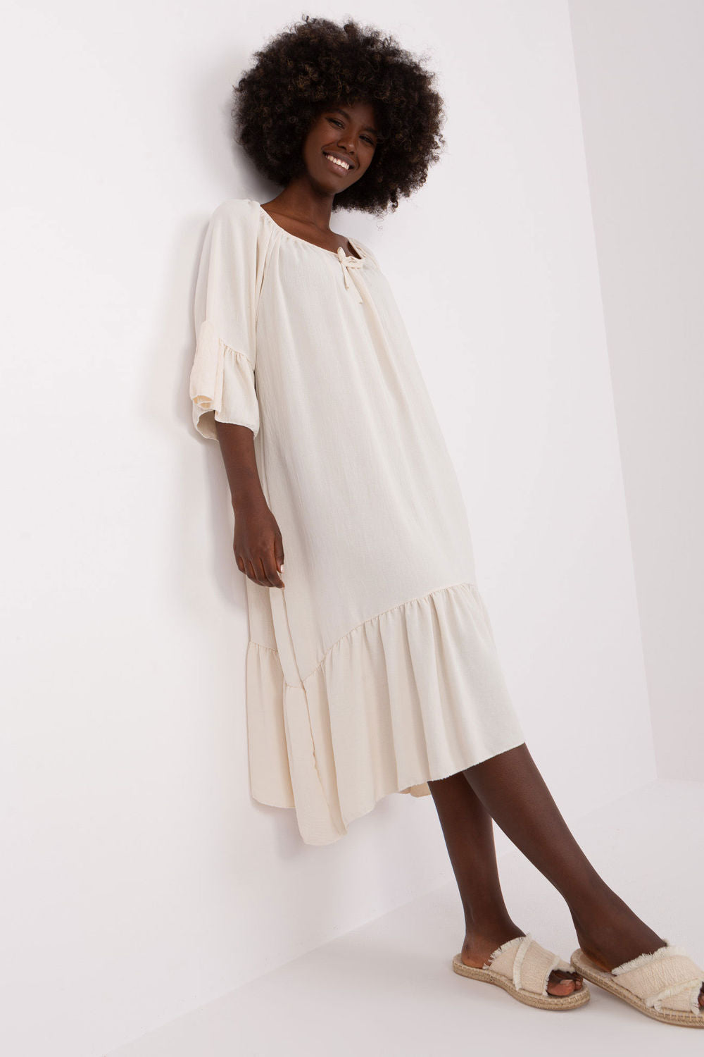 Italy Moda Light Beige Dress - view 2
