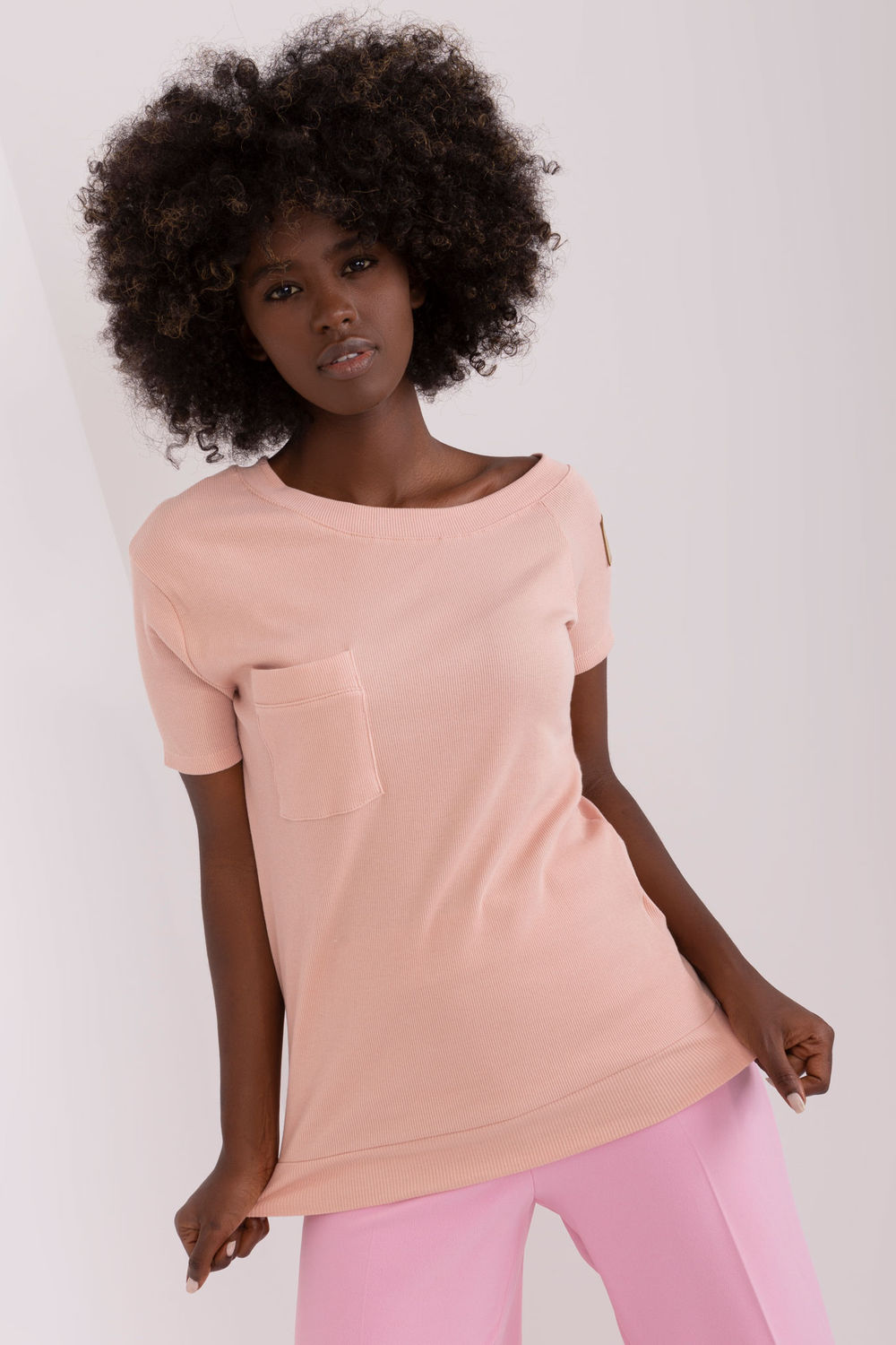 Och Bella Light Pink Short Sleeve Blouse