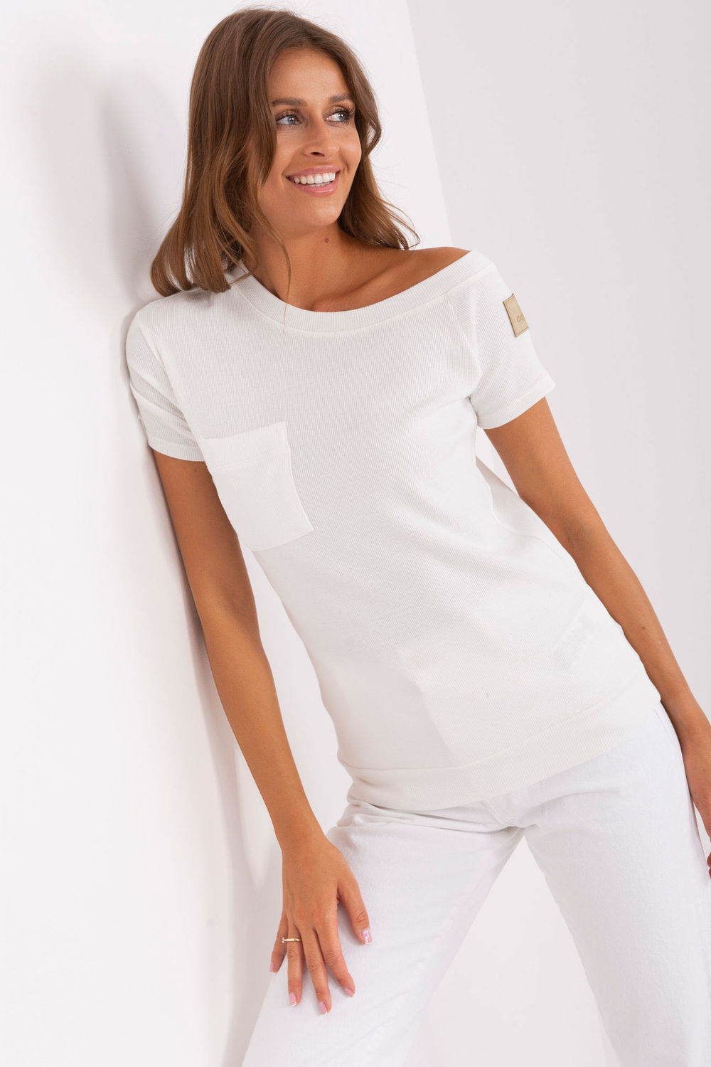 Och Bella Ecru Short Sleeve Blouse