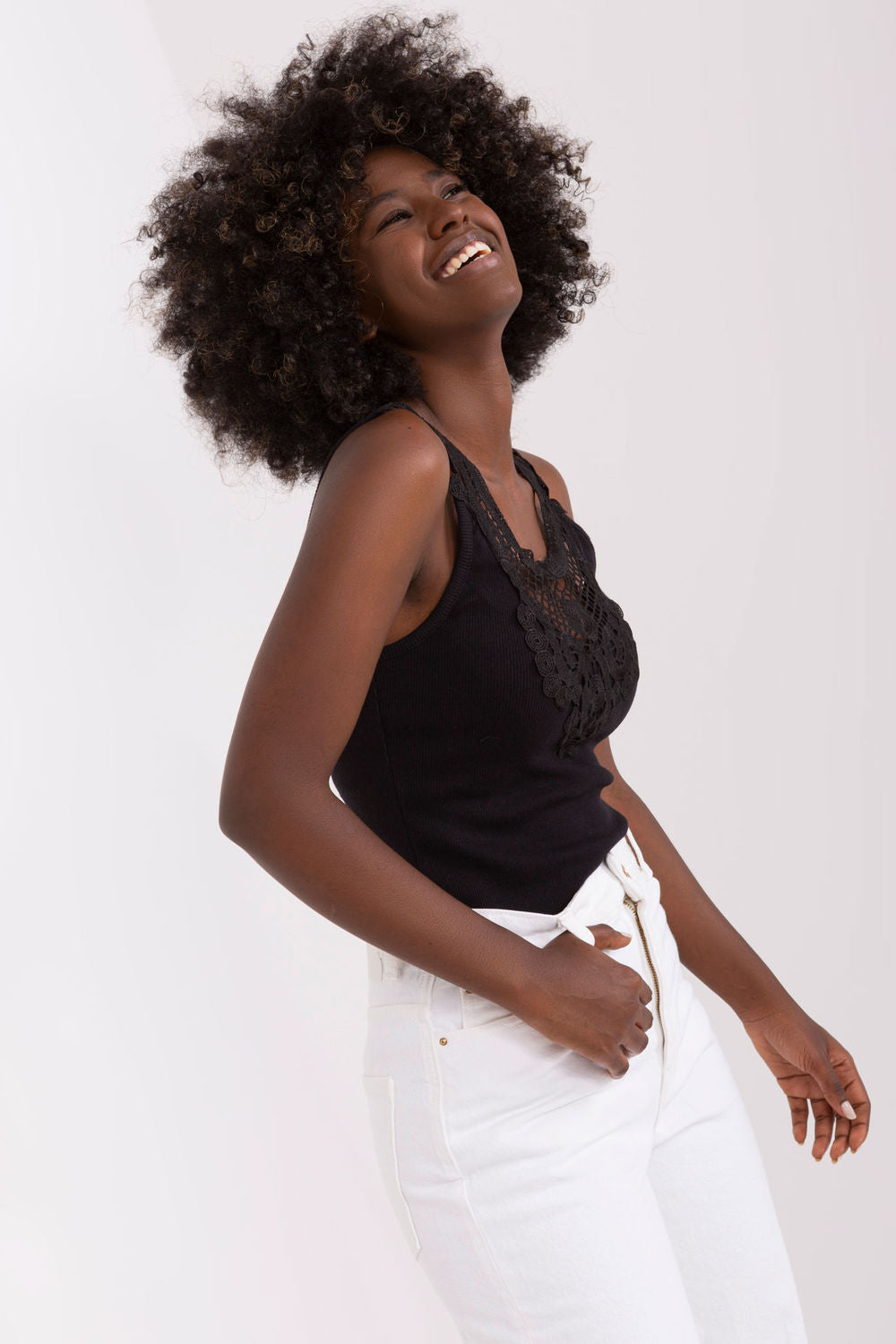 Och Bella Black Lace Cami Top - view 2
