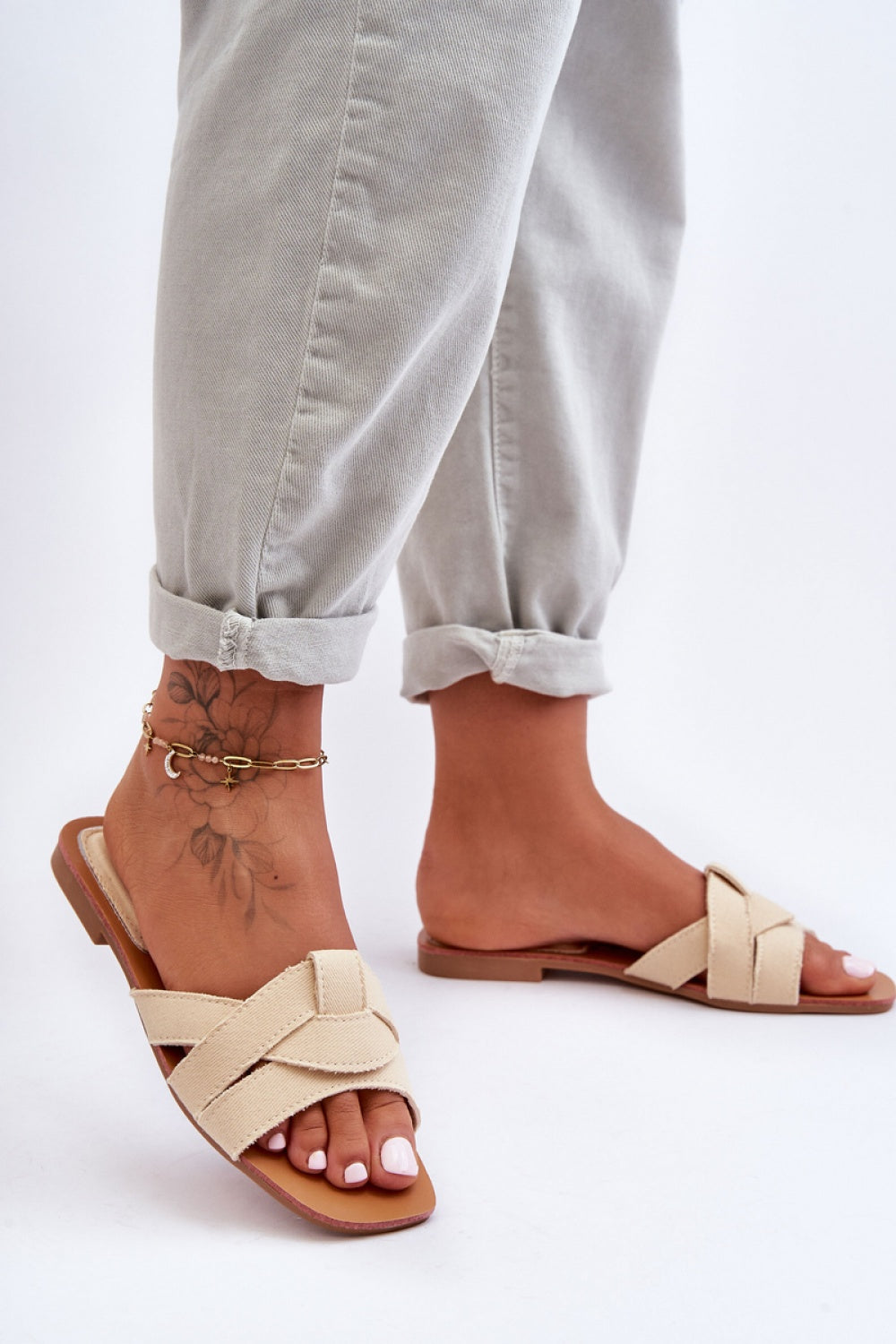 Step In Style Aversa Beige Flip Flops