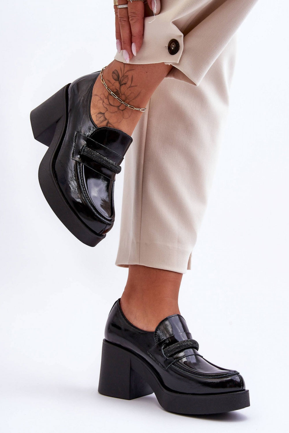 Step In Style Gelanor Black Leather Heeled Shoes - view 2