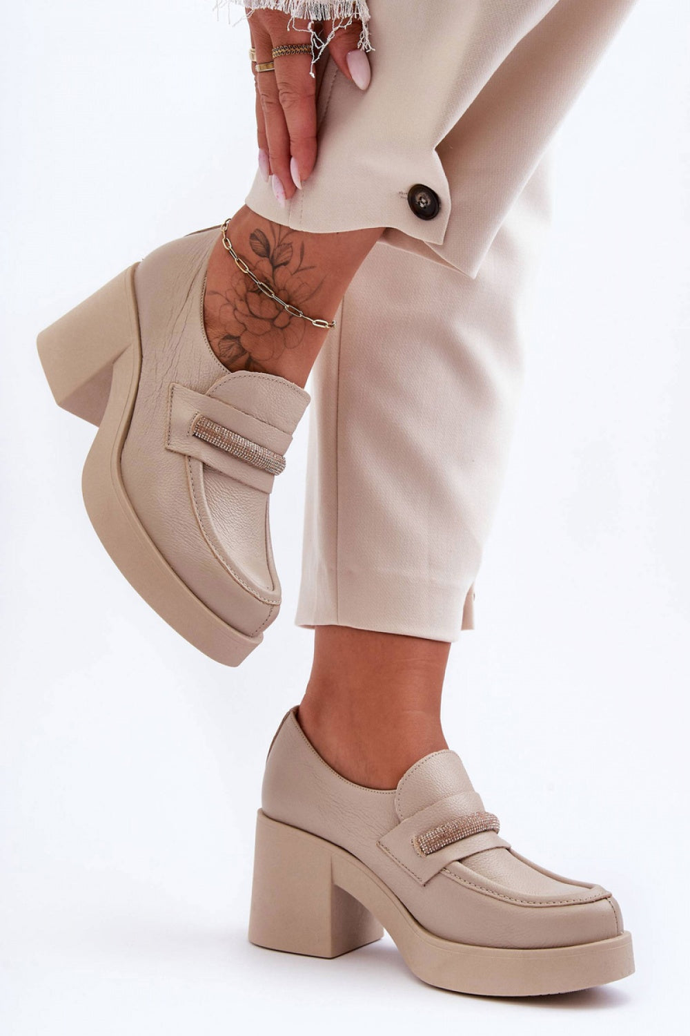 Step In Style Gelanor Beige Leather Heeled Shoes - view 2