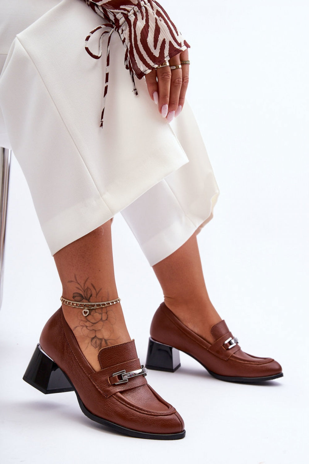 Step In Style Damira Brown Leather Court Shoes - view 2