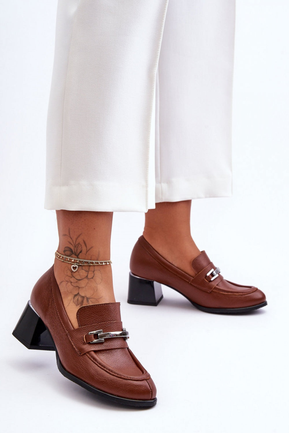 Step In Style Damira Brown Leather Court Shoes - view 3