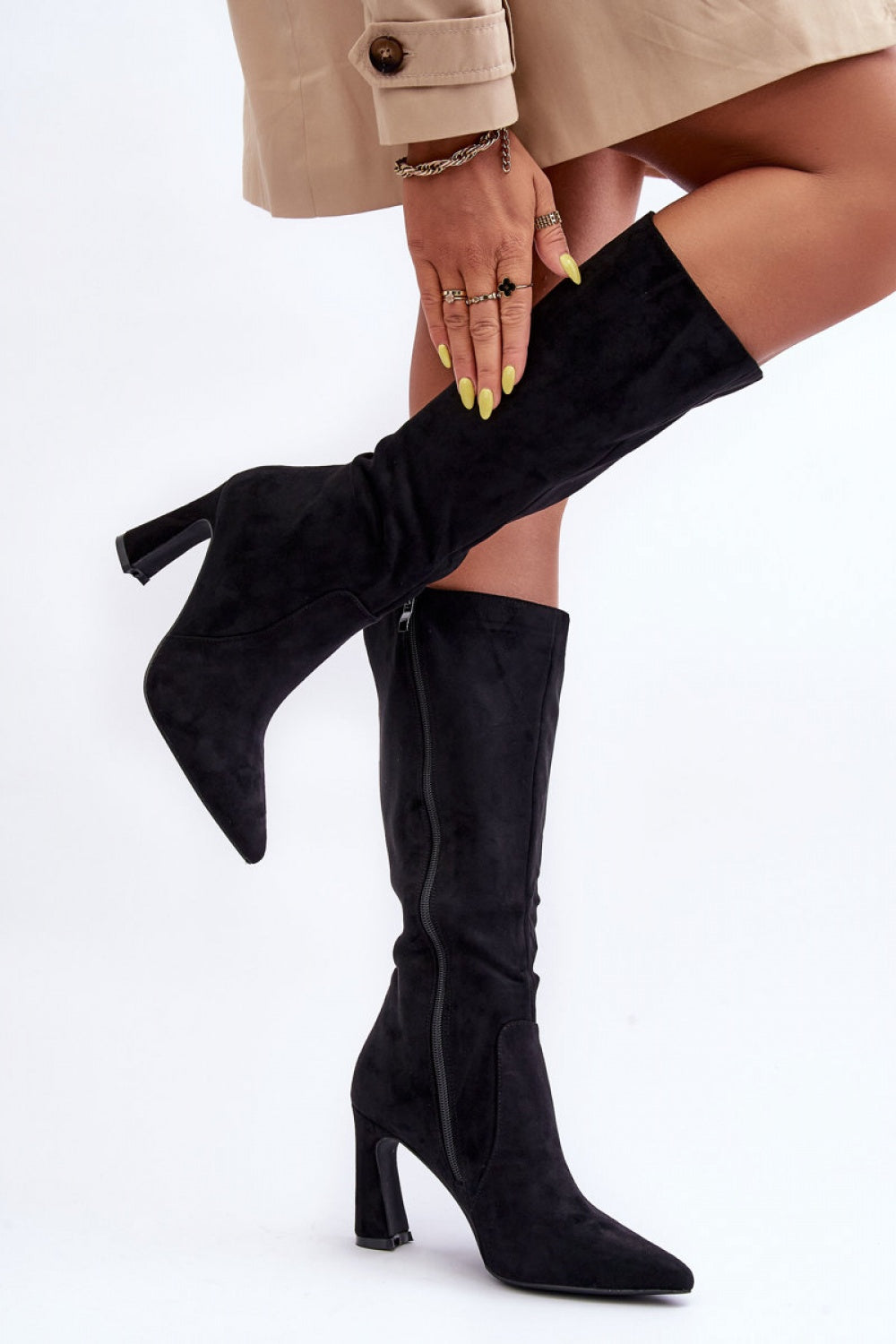 Step In Style Adrolio Black Faux Suede Heeled Ankle Boots - view 2