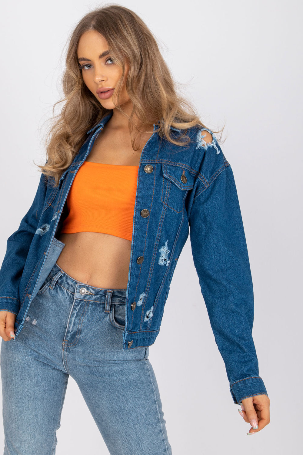 Rue Paris Blue Cotton Jacket - view 2