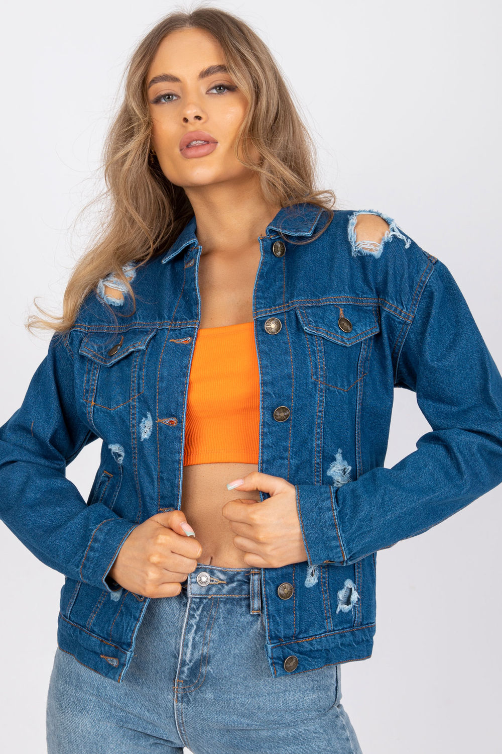 Rue Paris Blue Cotton Jacket - view 3
