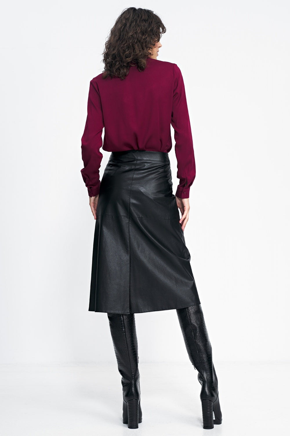 Nife Burgundy Oversized Long Sleeve Top - view 4