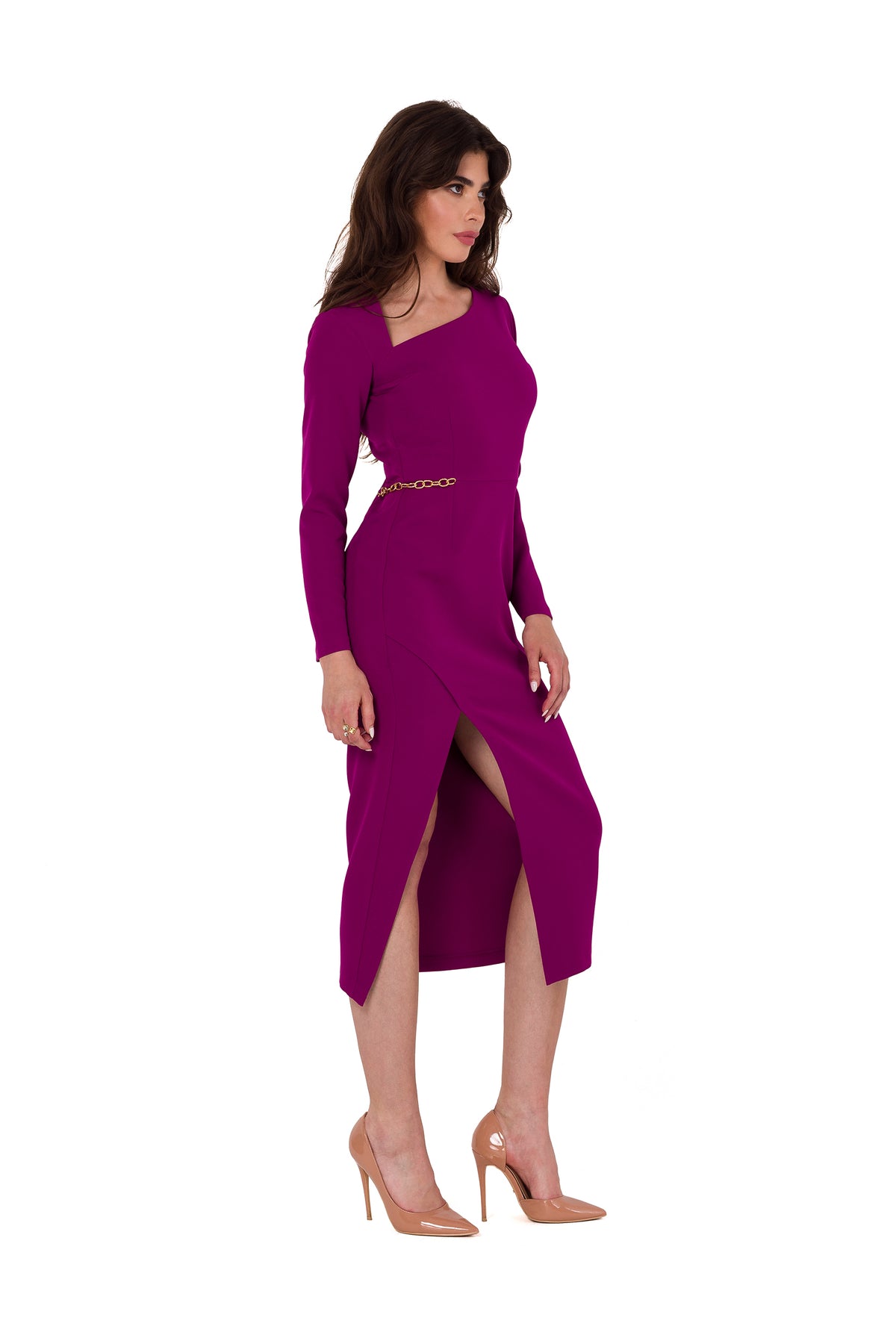 Makover Ruby Midi Long Sleeve Evening Dress - view 2