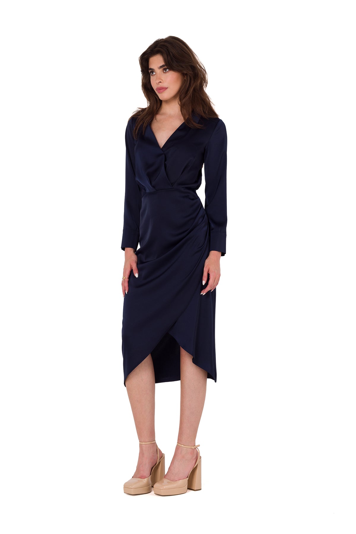 Makover Navy Mini Satin Cocktail Dress