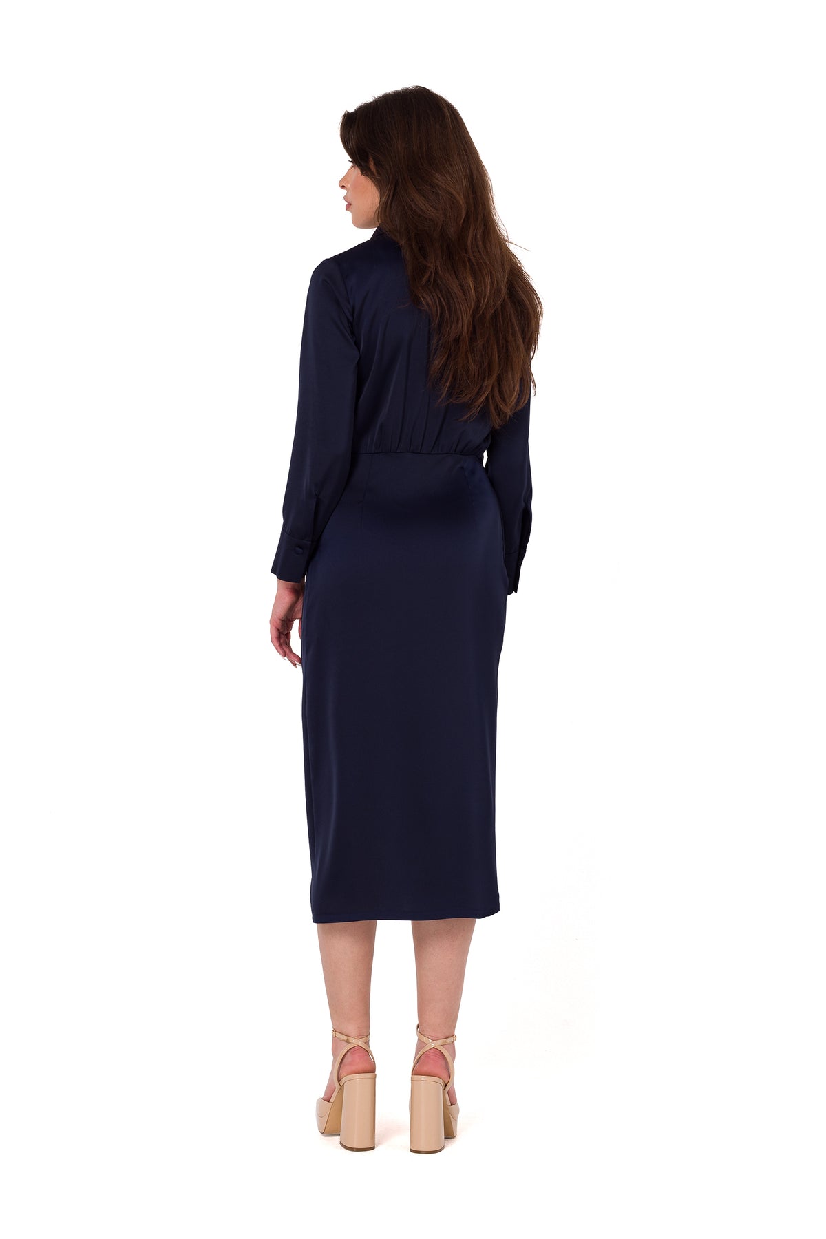 Makover Navy Mini Satin Cocktail Dress - view 2