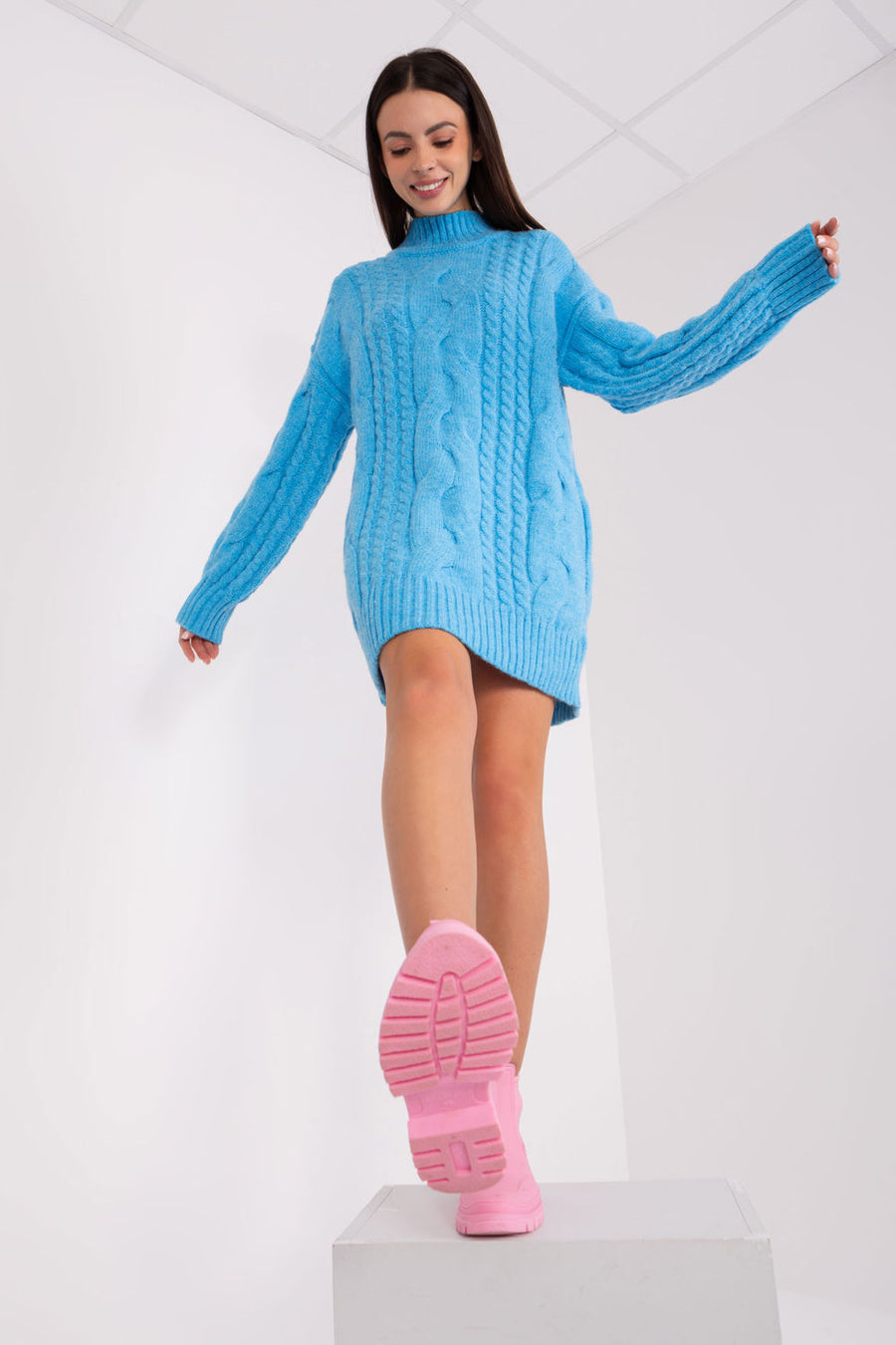 AT Blue Oversized Long Sleeve Longline Jumper