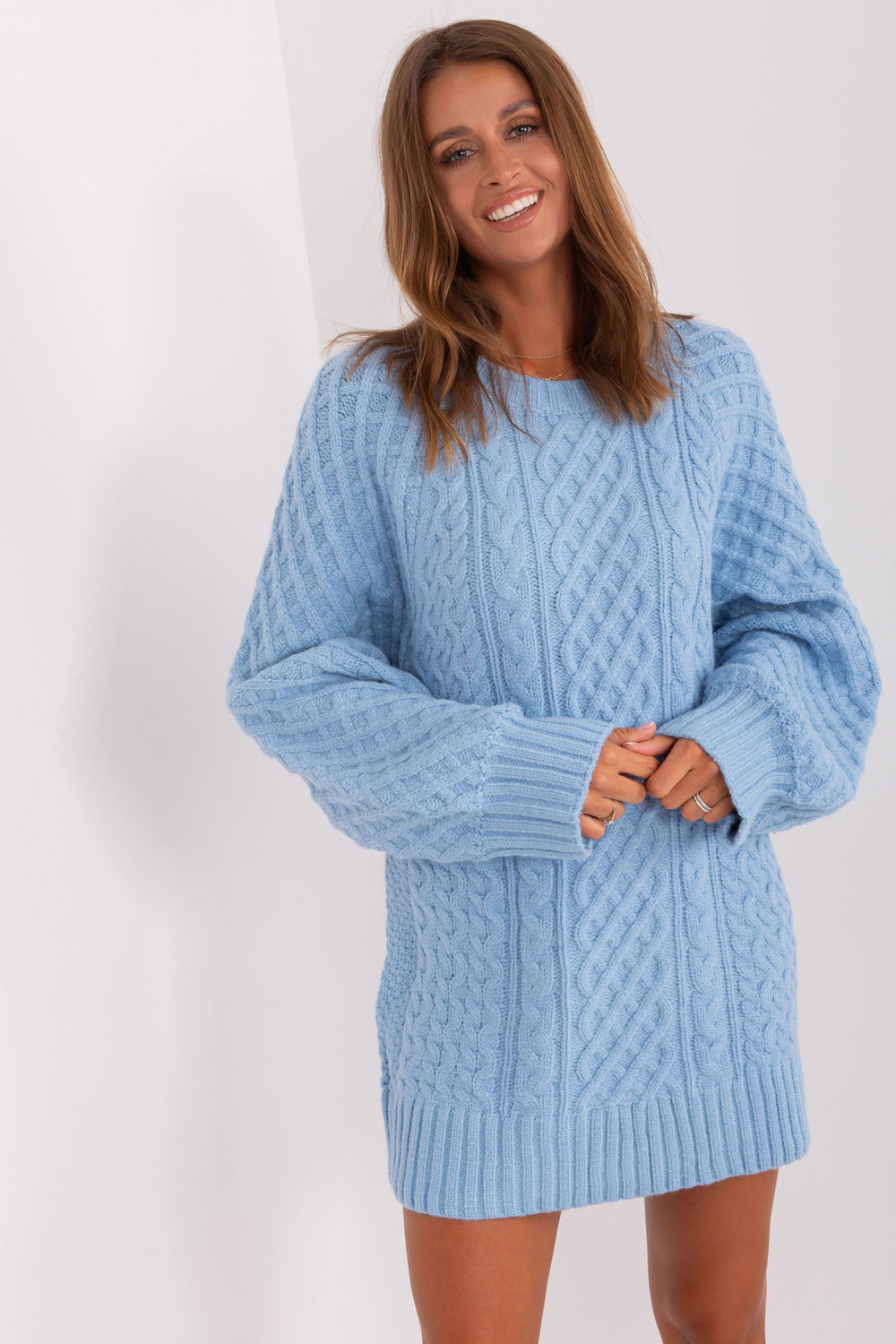 AT Light Blue Oversized Long Sleeve Longline Jumper