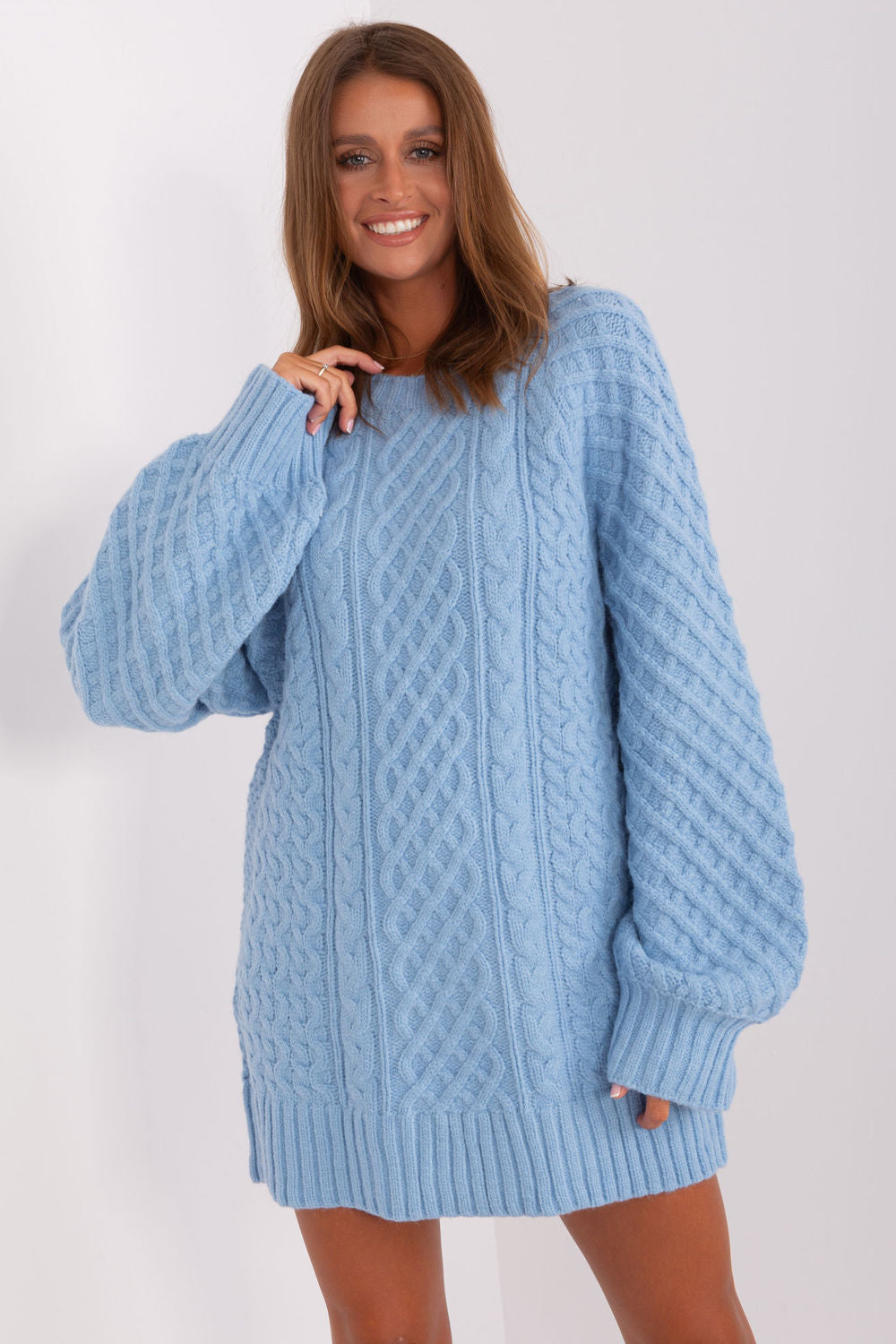 AT Light Blue Oversized Long Sleeve Longline Jumper - view 3