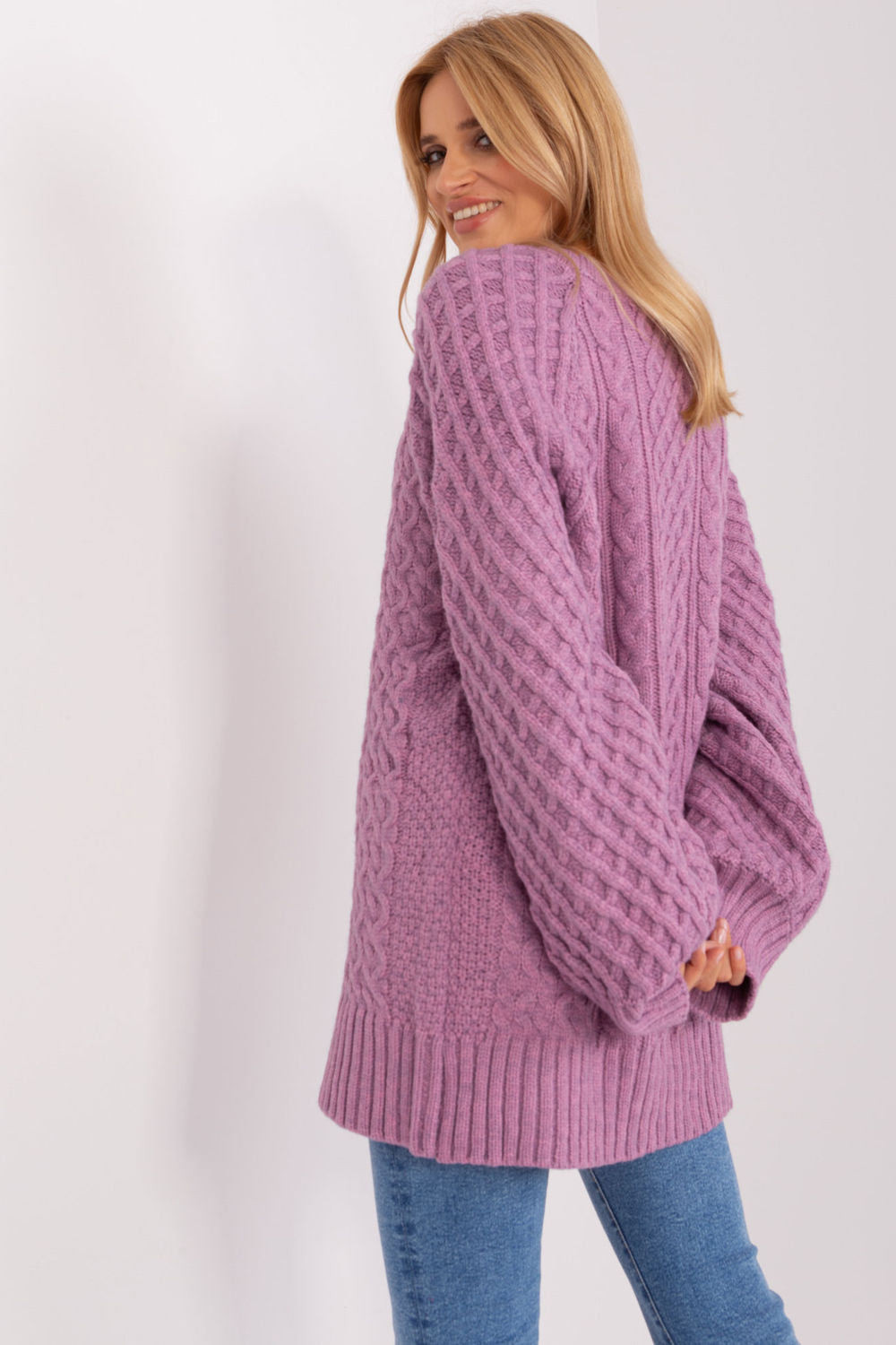 AT Violet Oversized Long Sleeve Longline Jumper