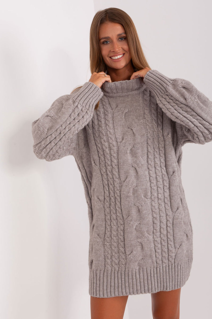 AT Grey Oversized Long Sleeve Longline Jumper