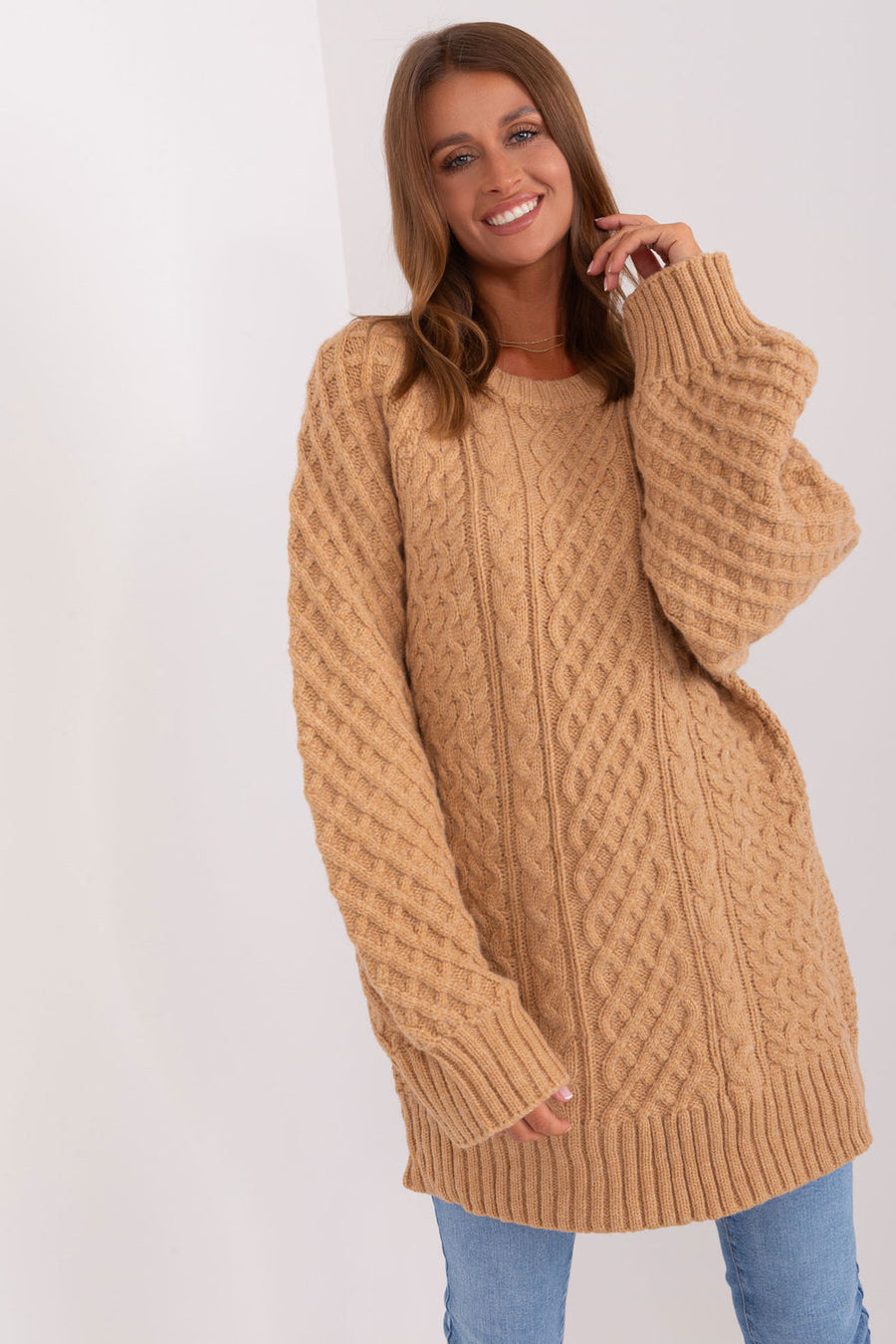 AT Camel Oversized Long Sleeve Longline Jumper