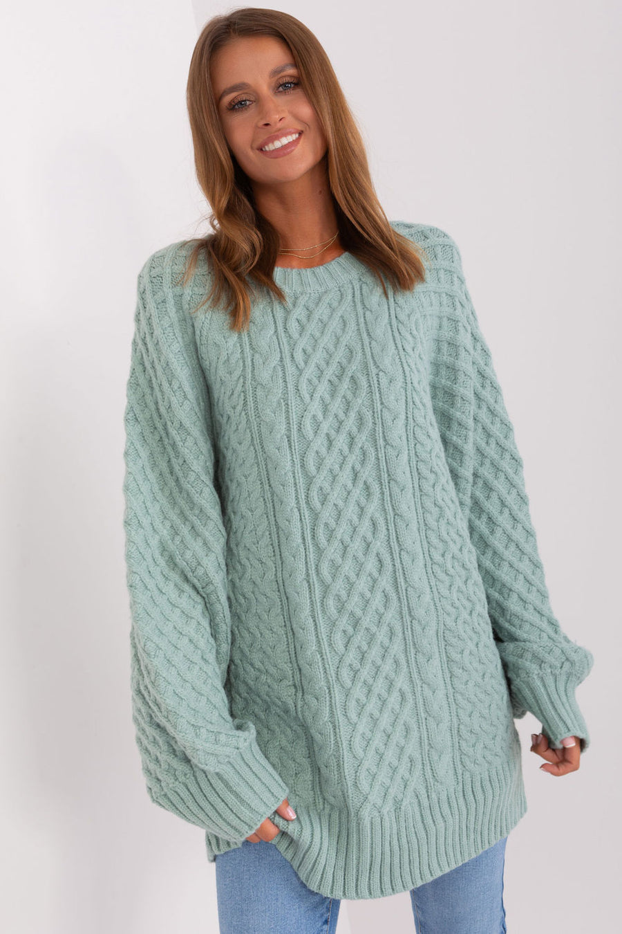 AT Mint Oversized Long Sleeve Longline Jumper
