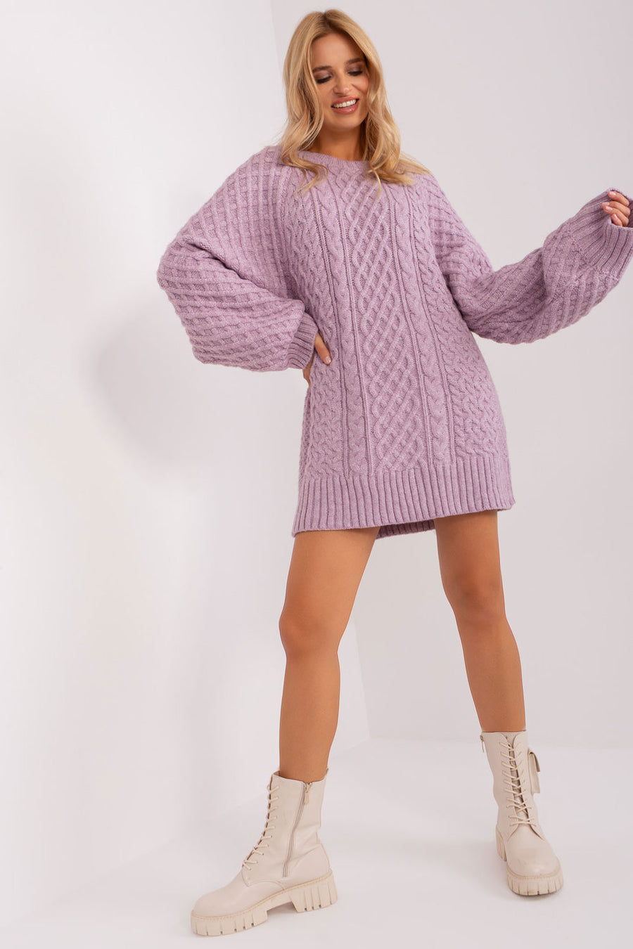 AT Light Violet Oversized Long Sleeve Longline Jumper