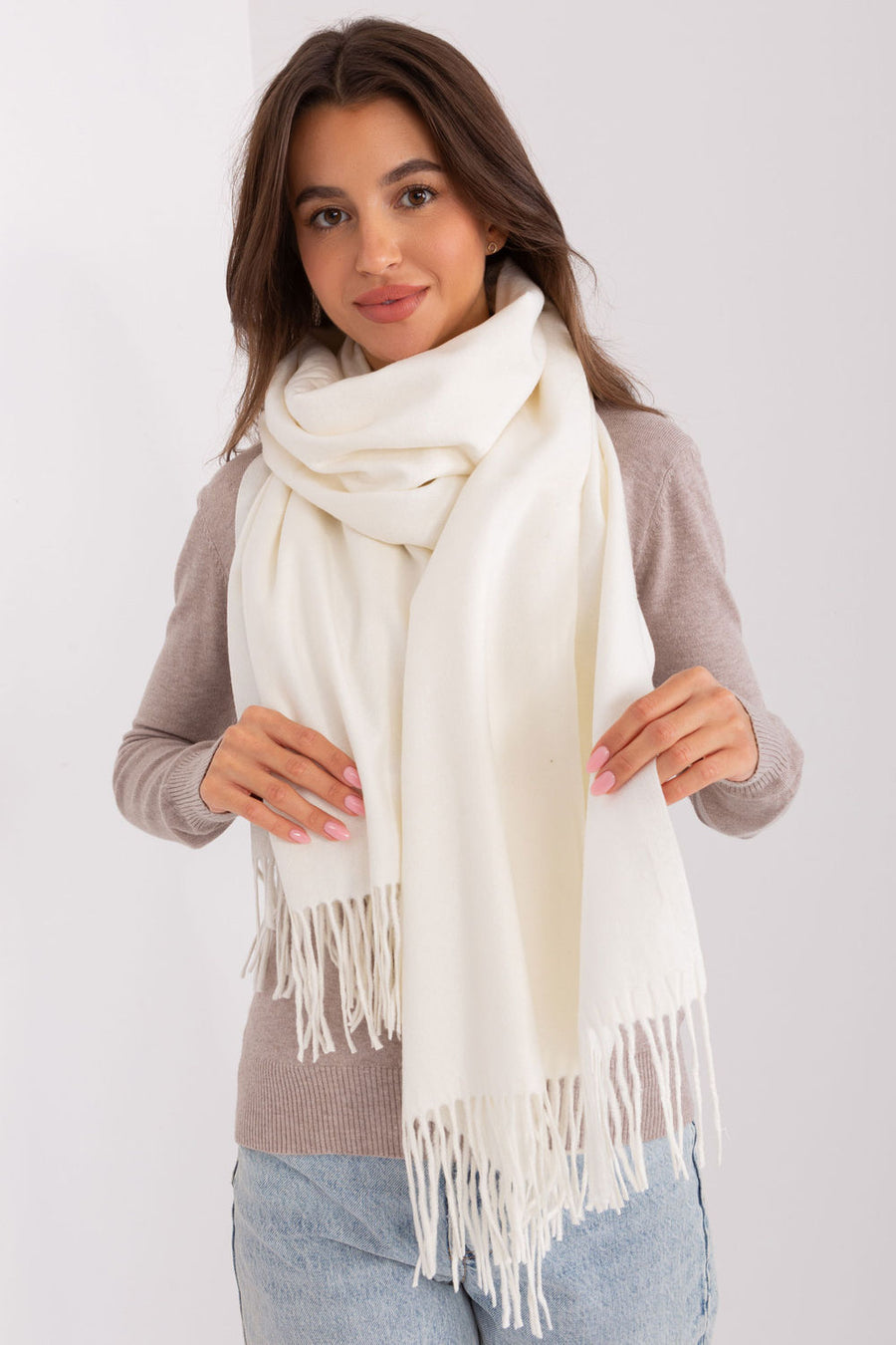 AT Ecru Polyester Shawl