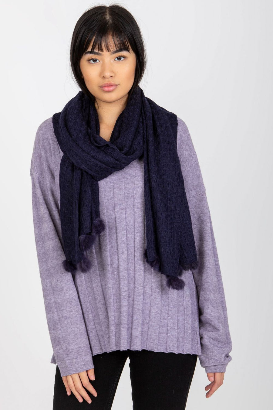 AT Navy Openwork Shawl