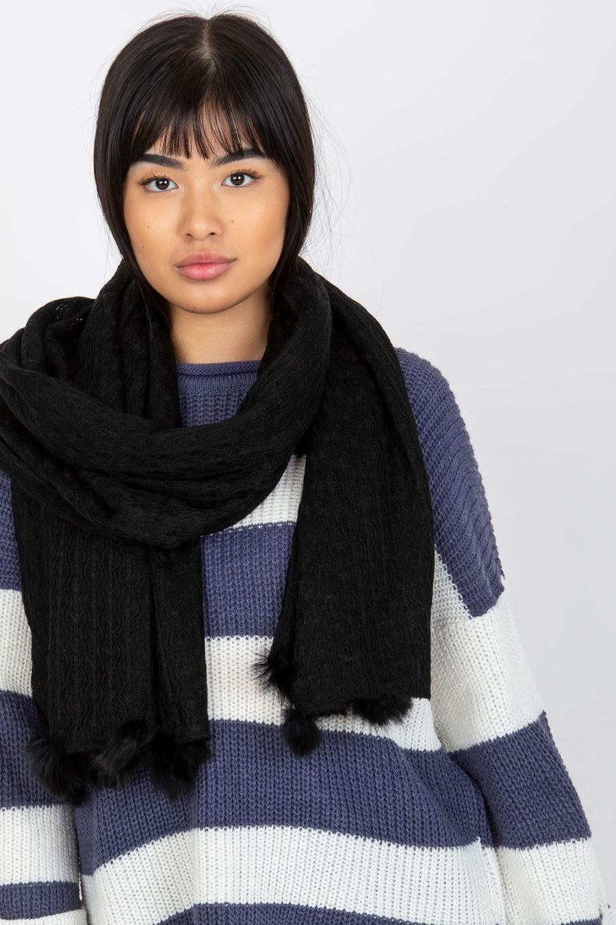AT Black Openwork Shawl