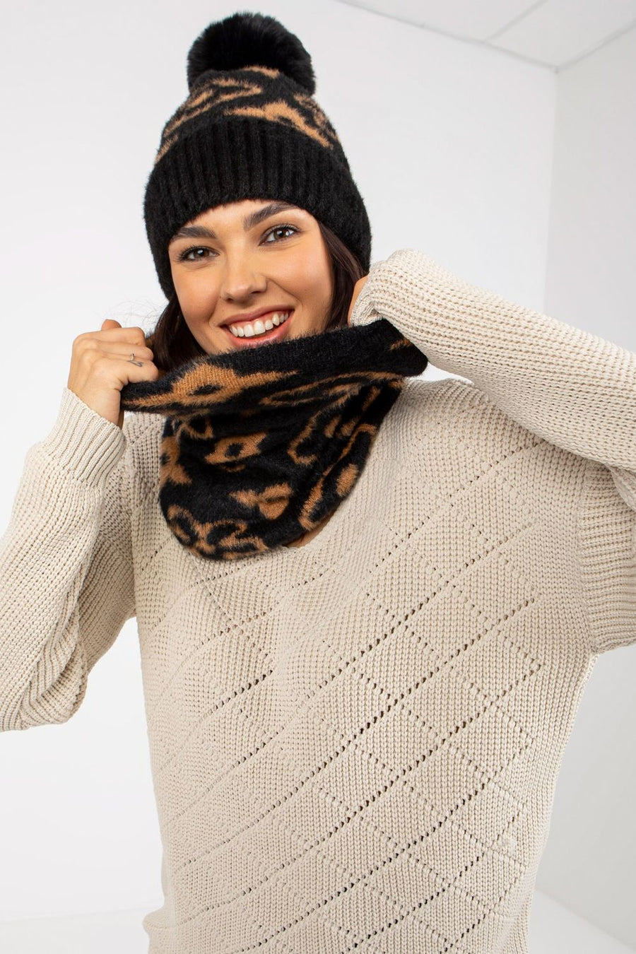 AT Black Acrylic Infinity Scarf