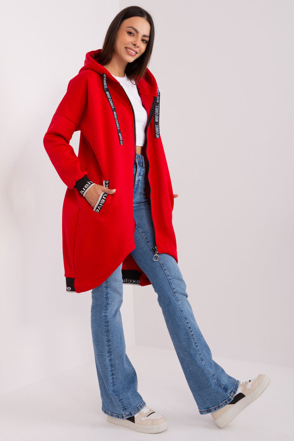 Relevance Red Hooded Zip Up Sweatshirt - view 2