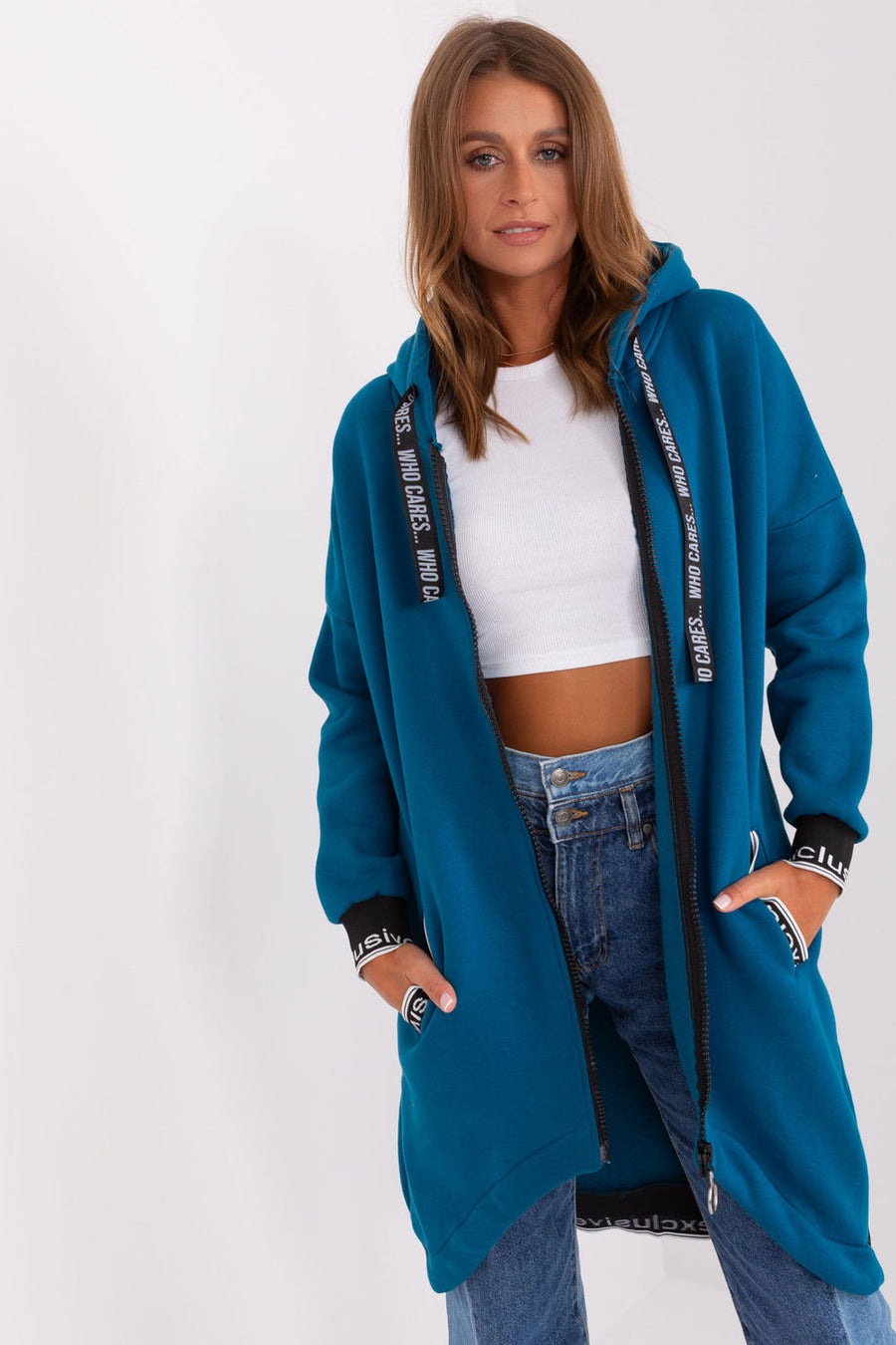 Relevance Teal Hooded Zip Up Sweatshirt
